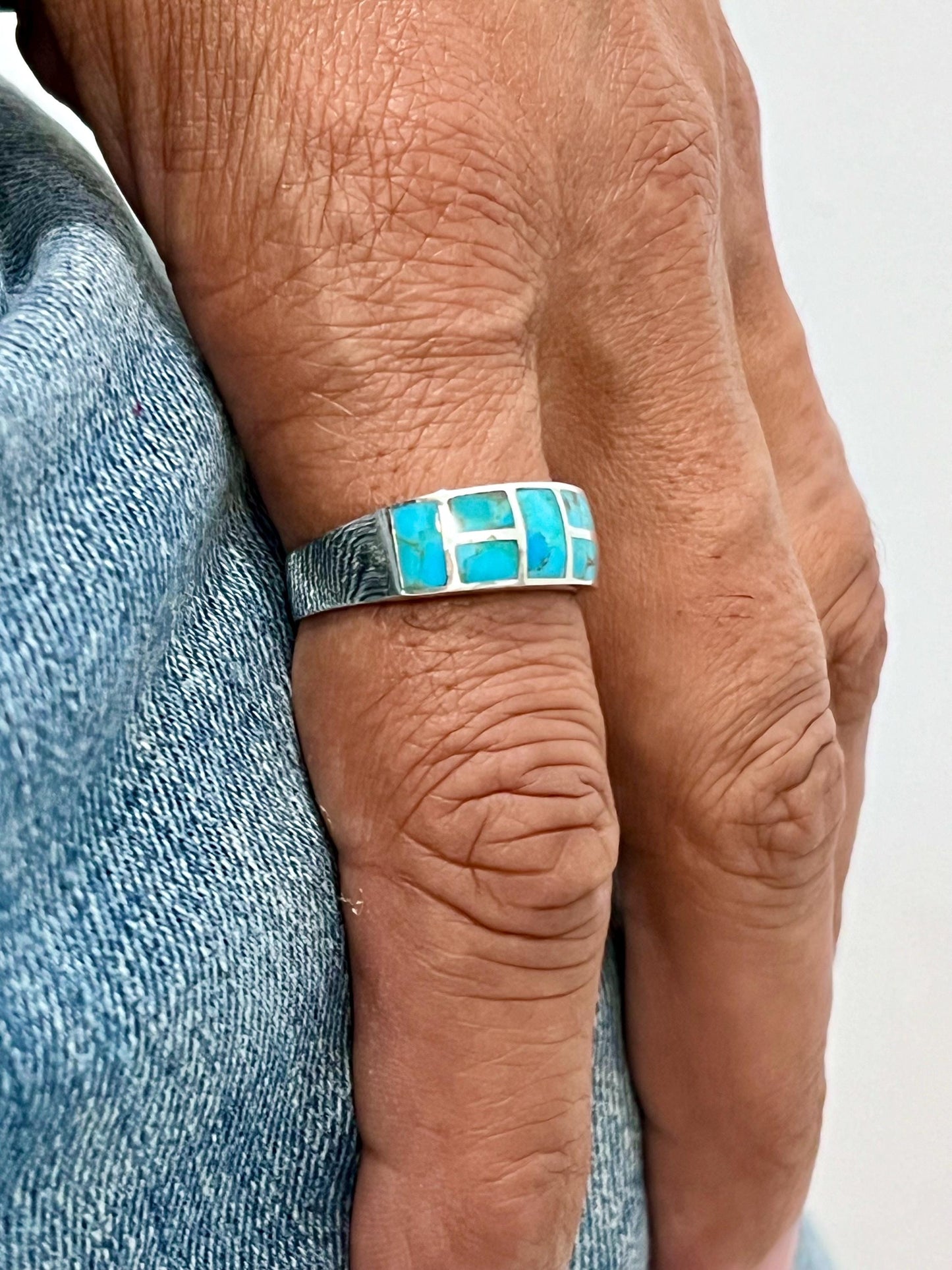 Turquoise Men's Ring, Sterling Silver Ring, 925 Stamped Ring, Signet Men's Band, Genuine Turquoise Stone for men