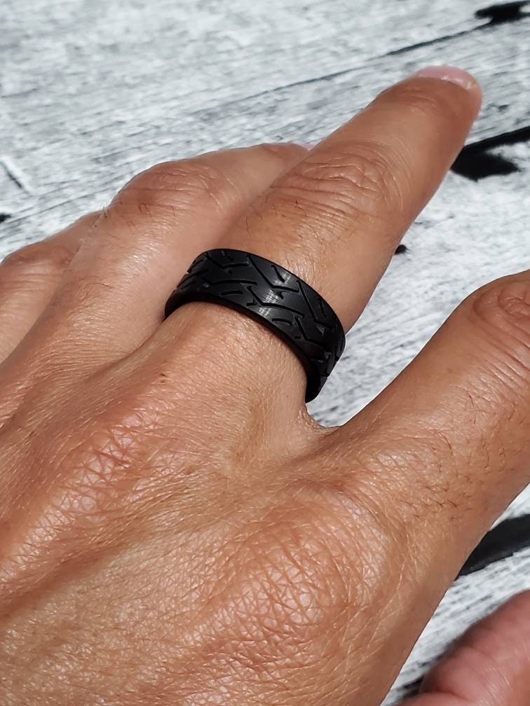 Black Tire Ring, Tungsten Men's Band