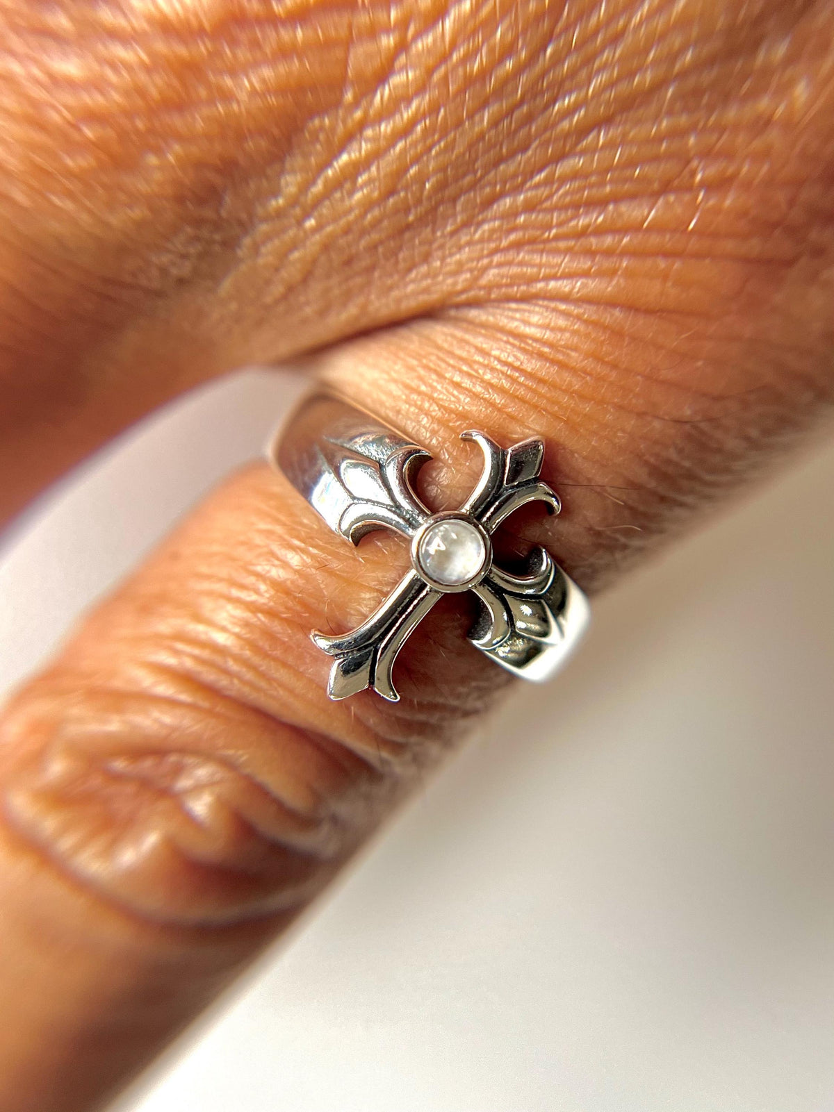 Eye Cross Moonstone Ring – Sterling Silver