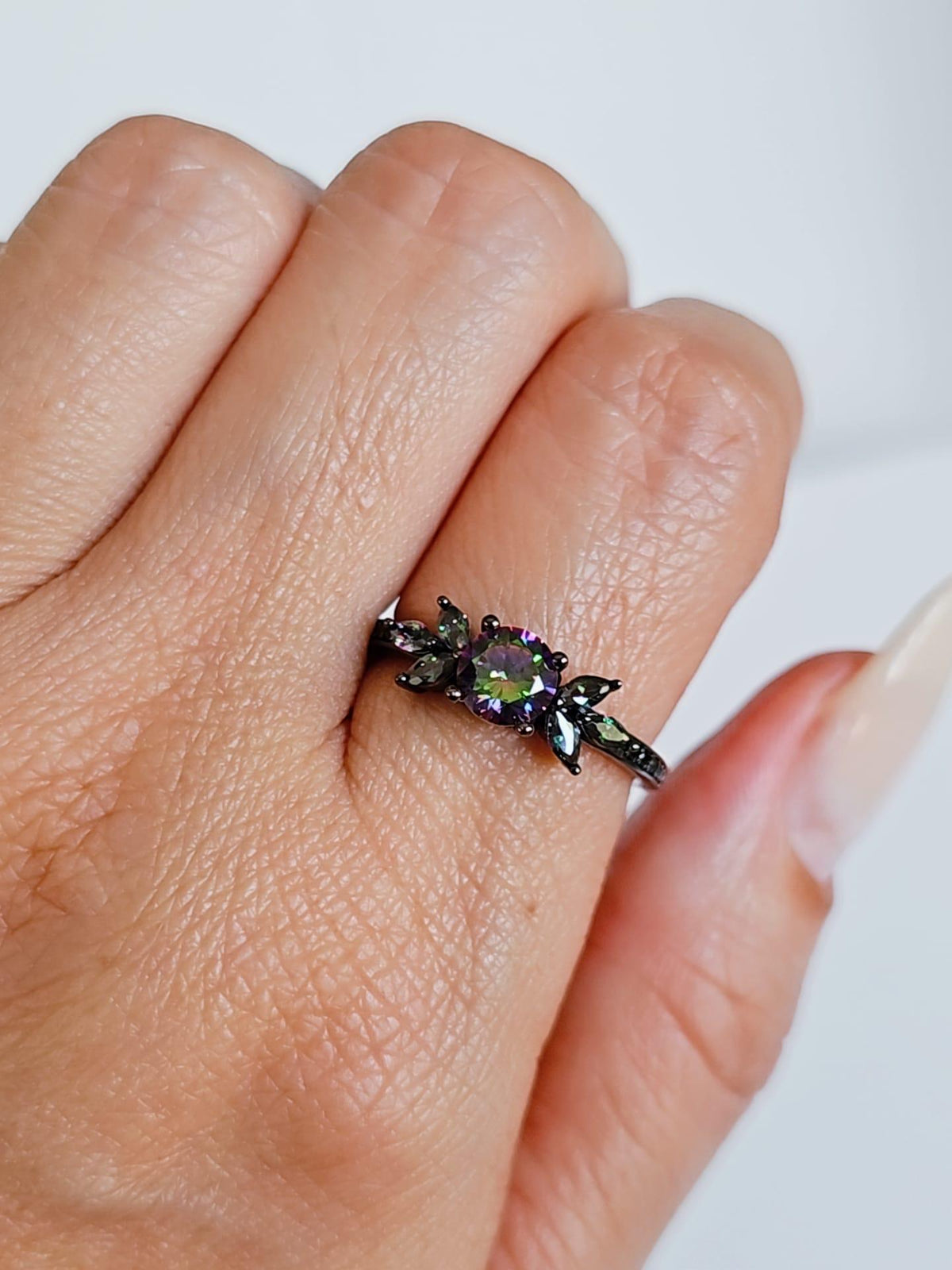 Night Flower Cubic Zirconia Ring – Sterling Silver