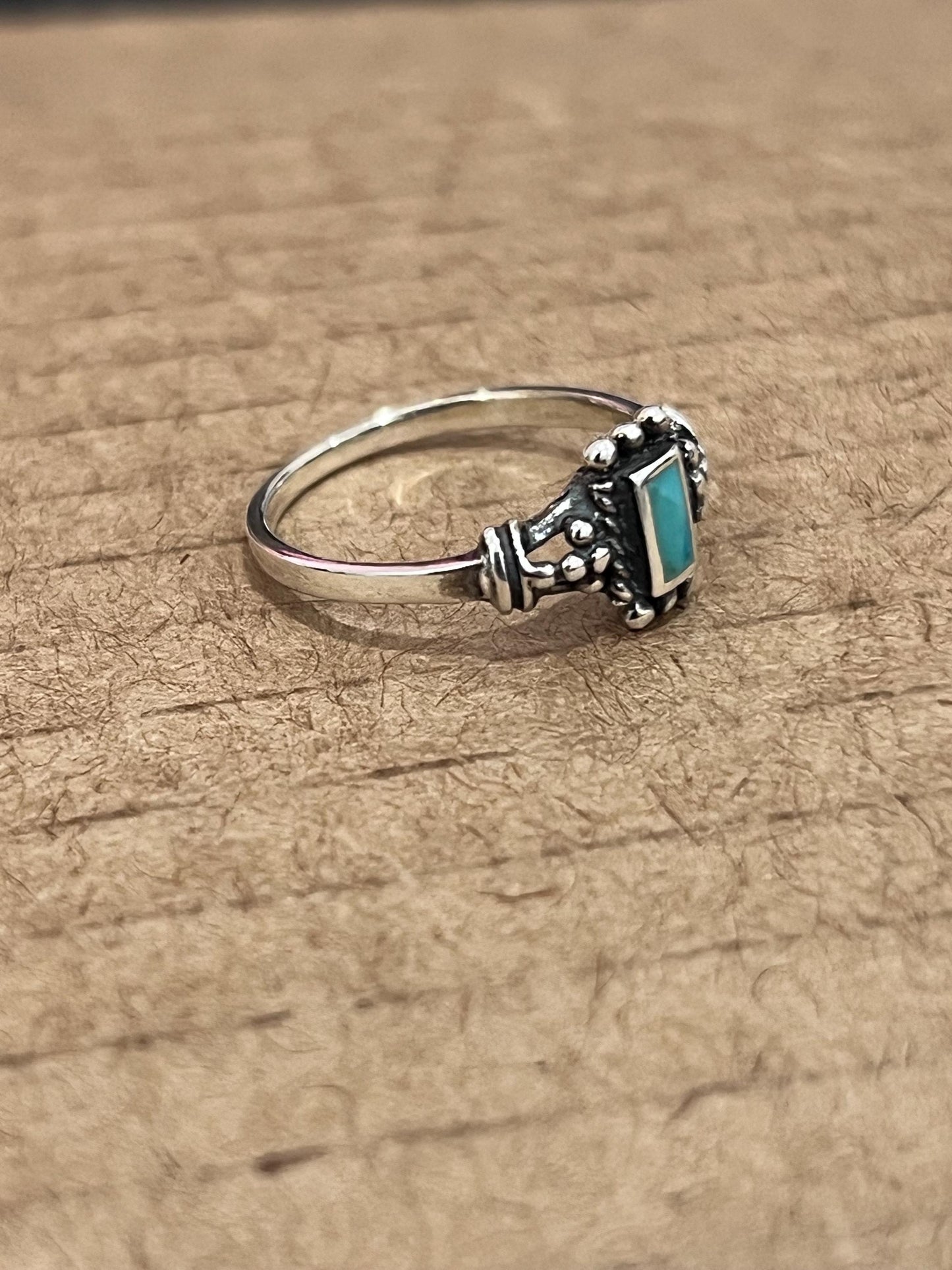Sterling Silver Signet Ring: Black Agate or Turquoise Stone