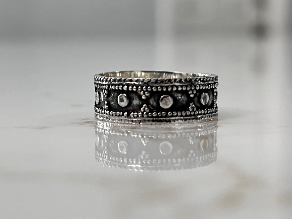 Spotted Bali Men's Ring – 925 Sterling Silver
