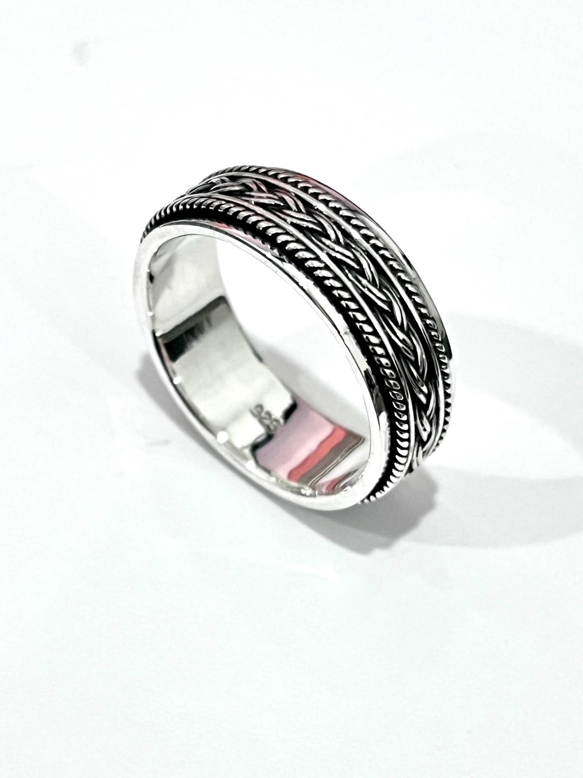 Braided Rope Wedding Ring – Sterling Silver with 8mm Band Width