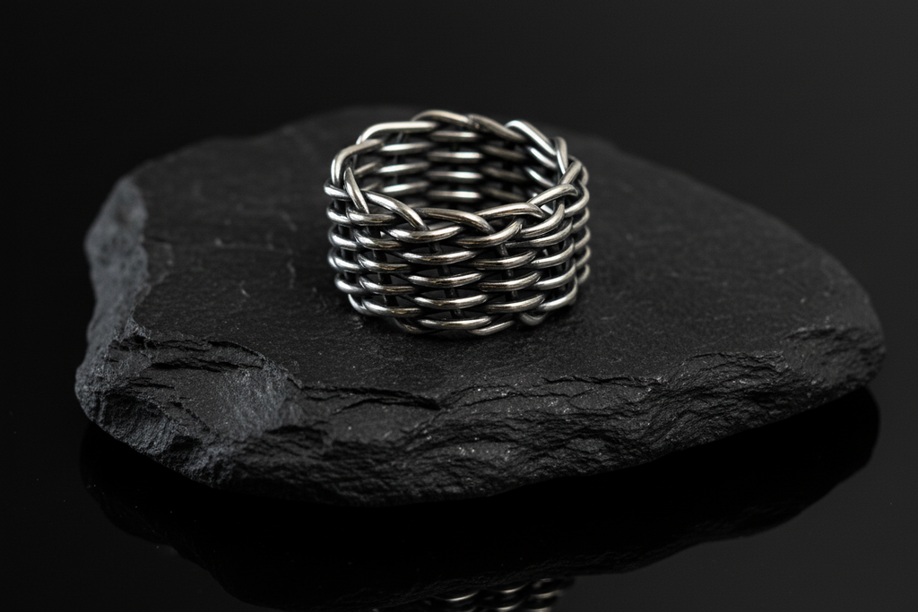 Wide Weaved Men's Ring – 925 Sterling Silver