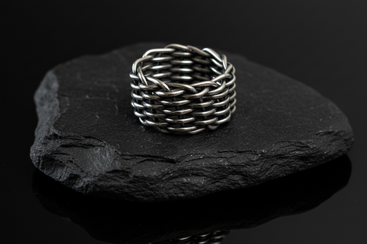 Men's Ring with a wide Weaved Band .925 - perfect for daily use