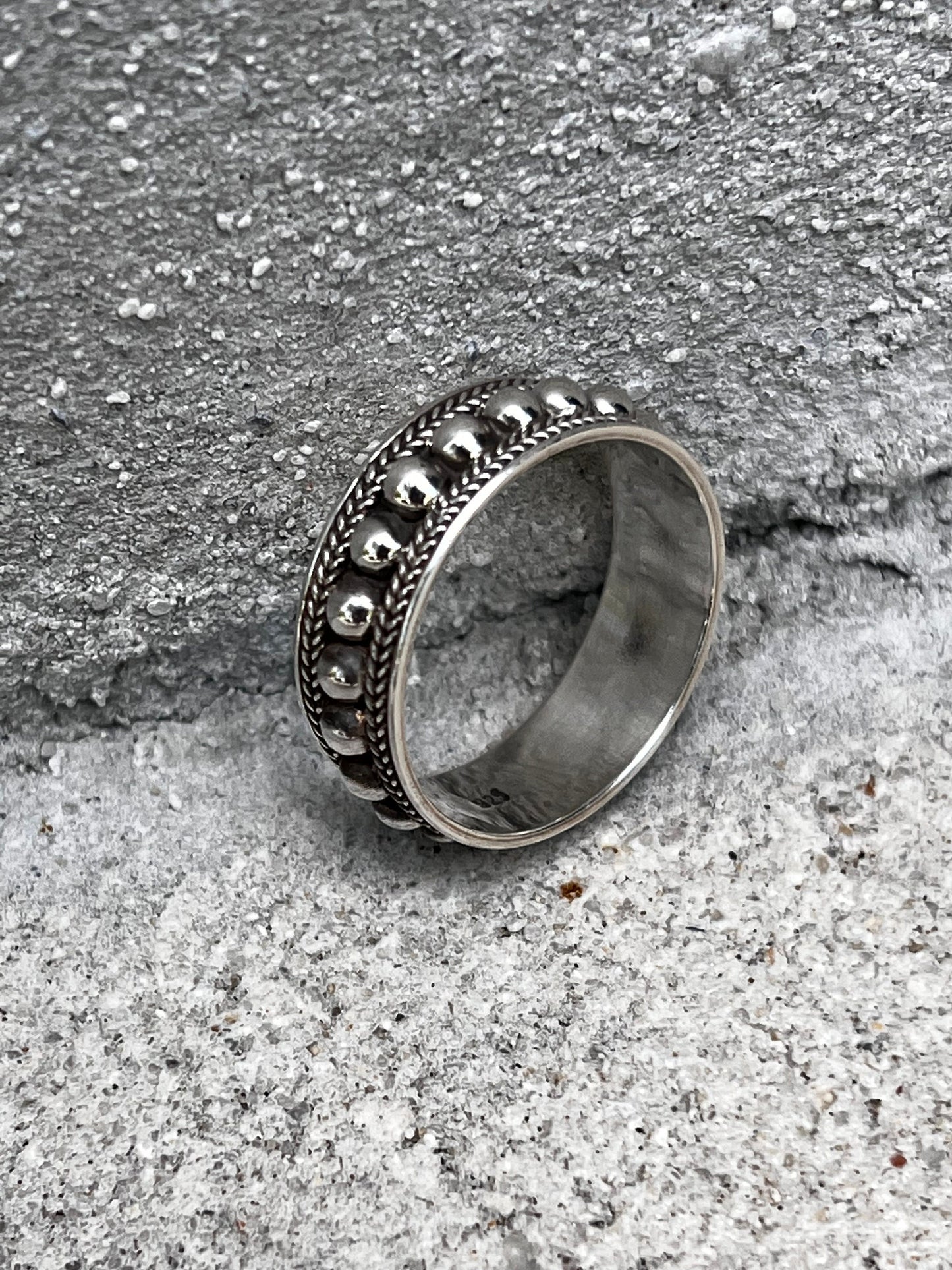 Bali Bead Sterling Silver Ring