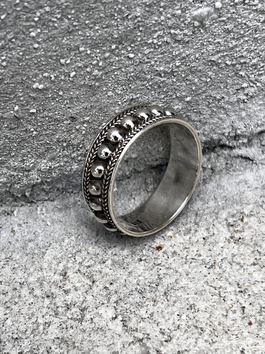 Bali Bead Sterling Silver Ring