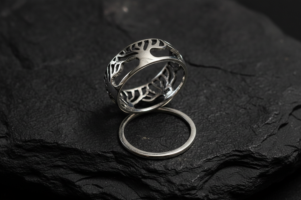 Tree of Life Men's Wedding Ring – Sterling Silver