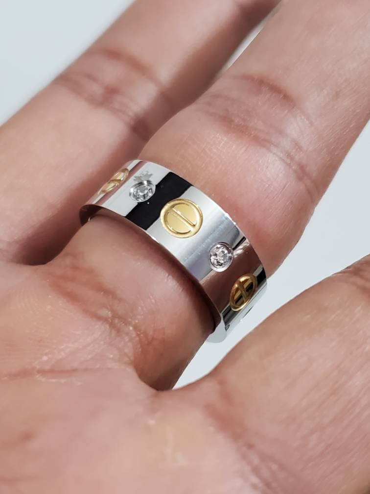 Silver Gold Plated Men's Ring