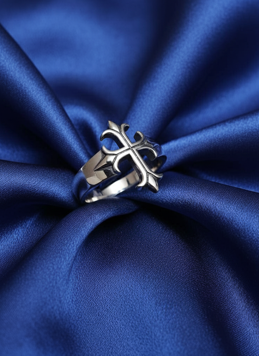 Sterling Silver Cross Ring, Cross Medieval Ring Men's Ring, Gift for Men, Biker's Ring