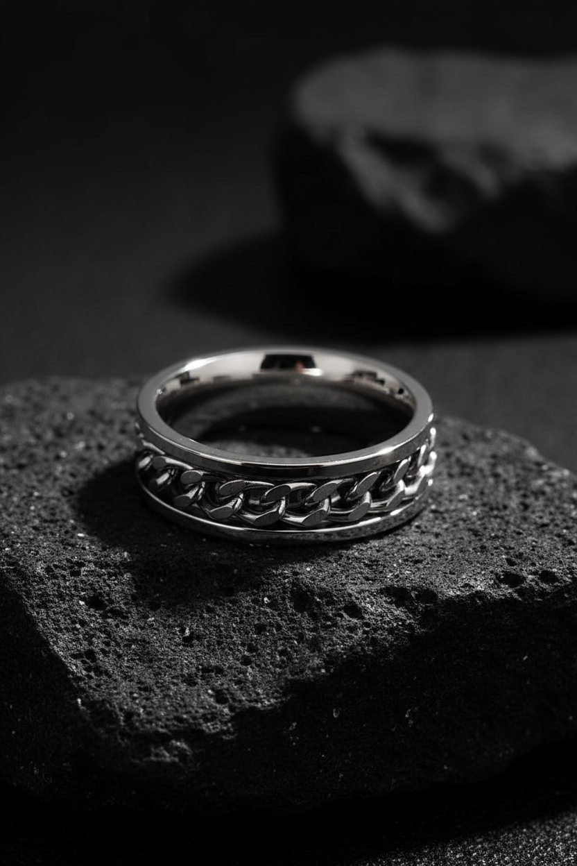 Link Wedding Ring – Stainless Steel with 8mm Band Width