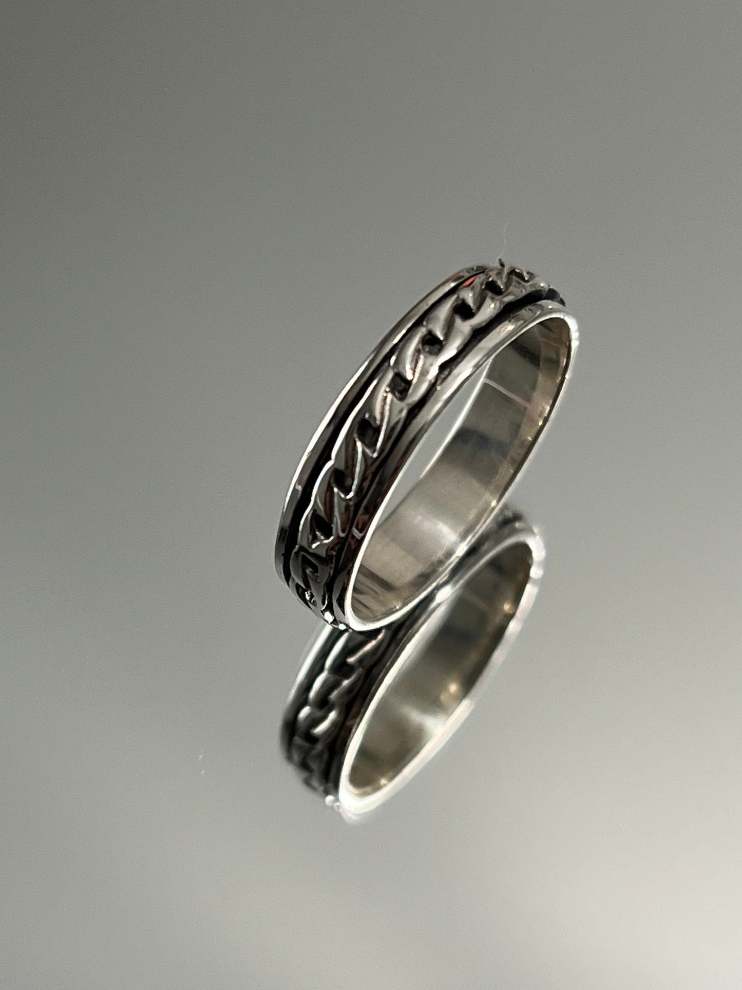 Sterling Silver Cuban Link Ring: Unisex Chain Band, 5mm