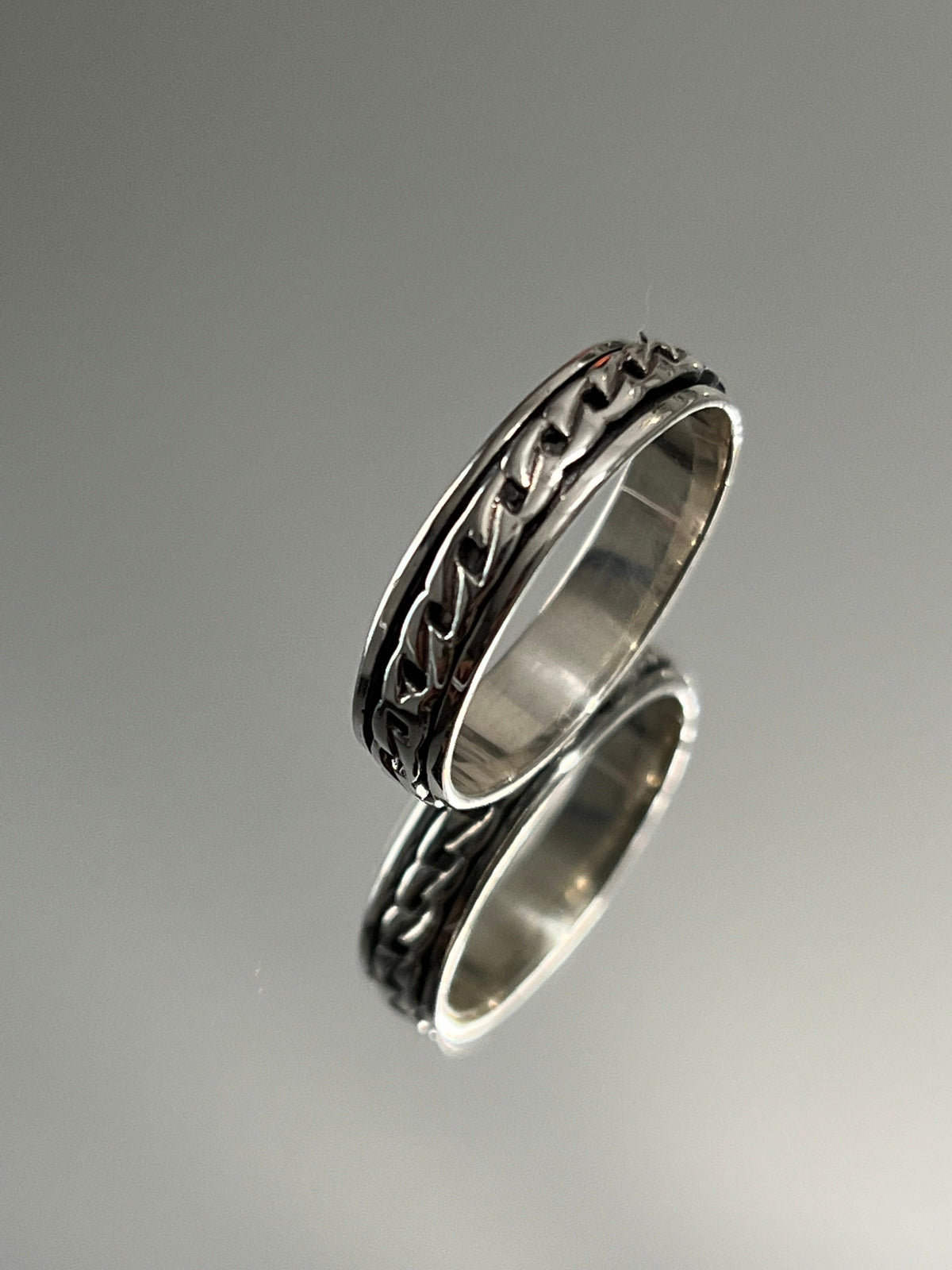 Unisex Cuban Link Ring – Sterling Silver with 5mm Band Width