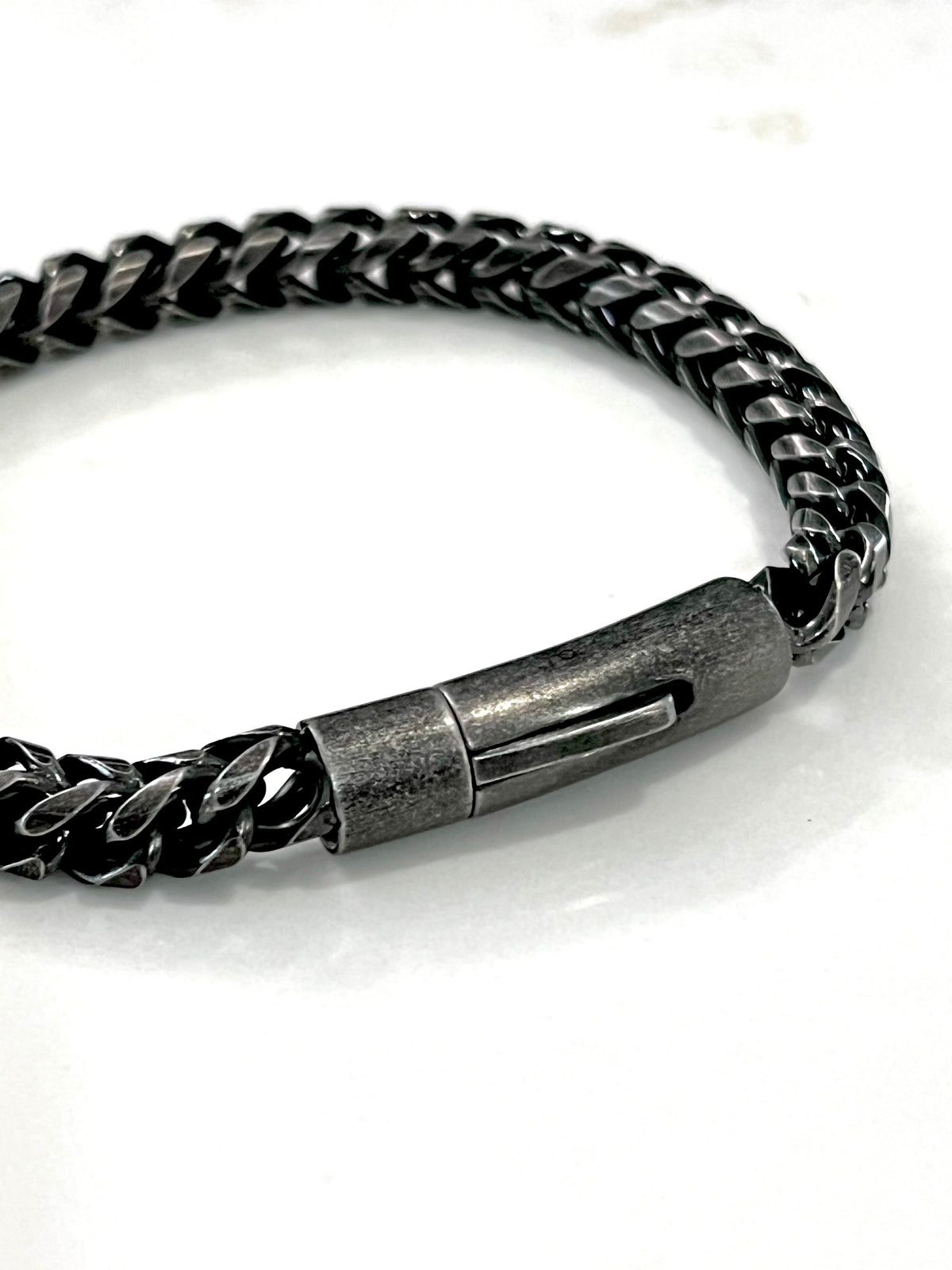Black Stainless Steel Button Clip Bracelet