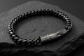 Black Stainless Steel Button Clip Bracelet