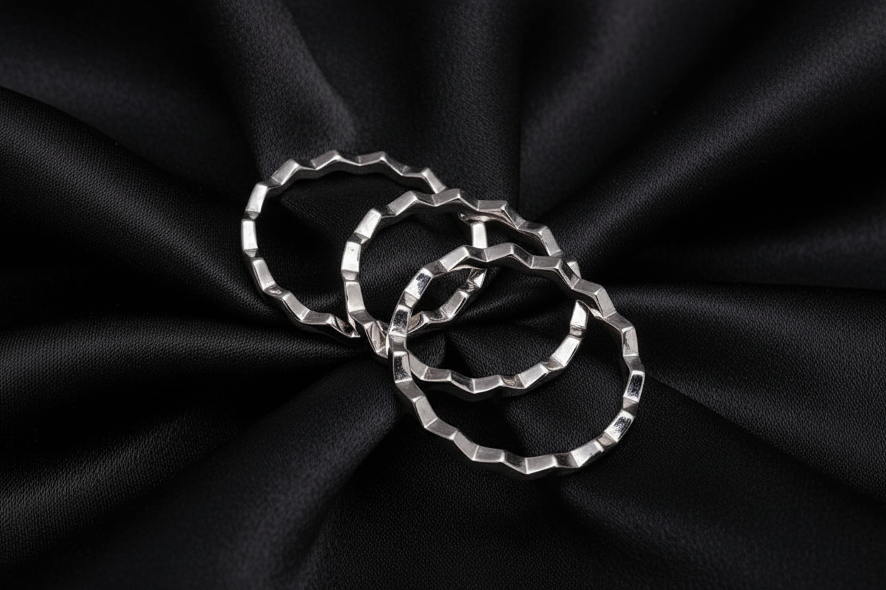 Sterling Silver Stack Ring, Zig Zag 925 Bands, Non tarnish Thumb Ring, Stackable Bands