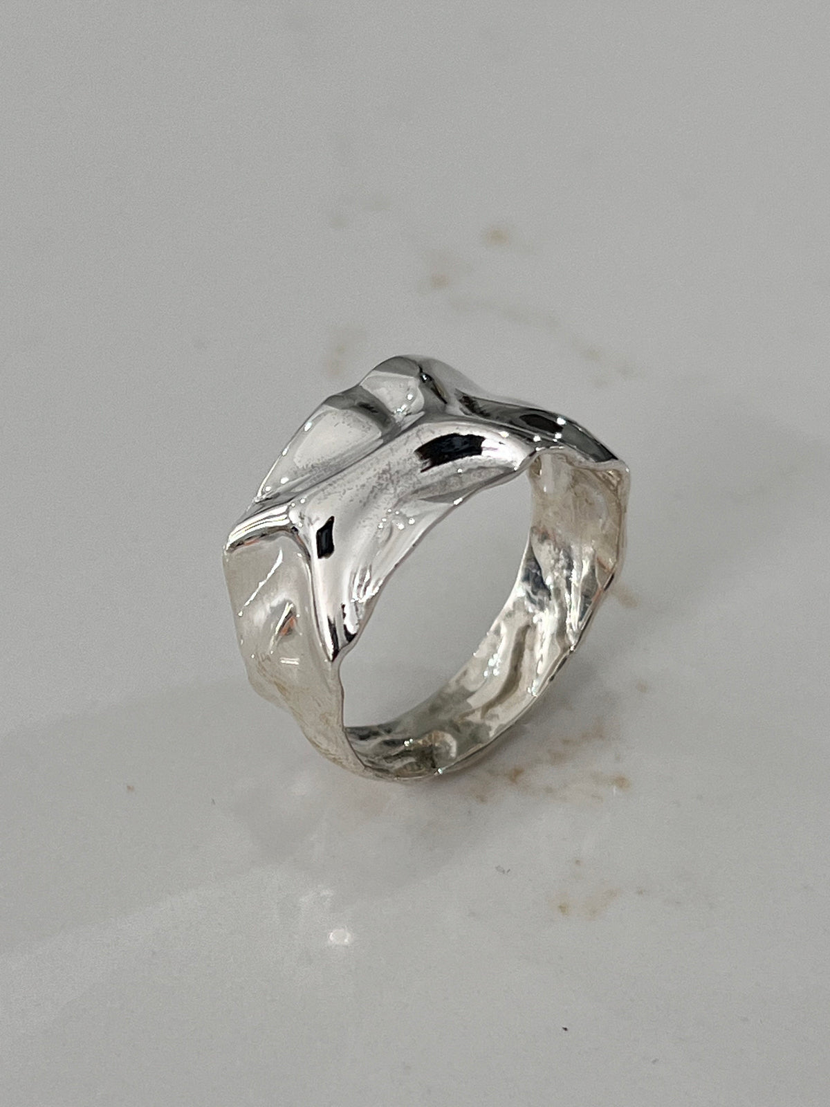 Foil Unisex Wedding Ring – Sterling Silver with 12.5mm Band Width