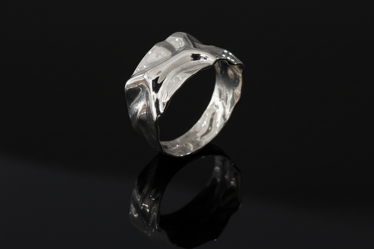 The Foil Band, Men's Ring, Sterling Silver Men's Ring, Gift for him, Engagement Band for Men, Unisex, Wedding 12.5mm