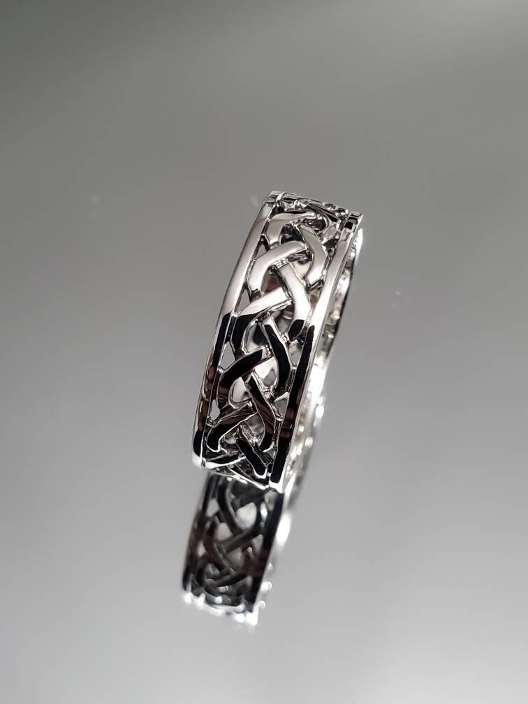 Celtic Woven Oxidized Unisex Wedding Ring – 925 Sterling Silver