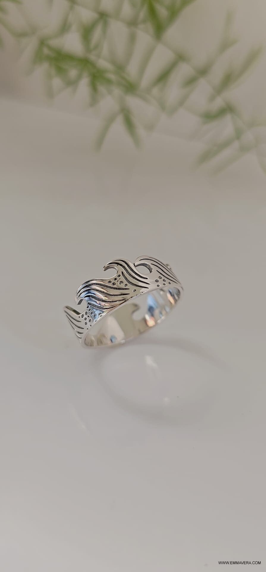 Ocean Wave Ring, Men's 925 Sterling Silver, Gift for him