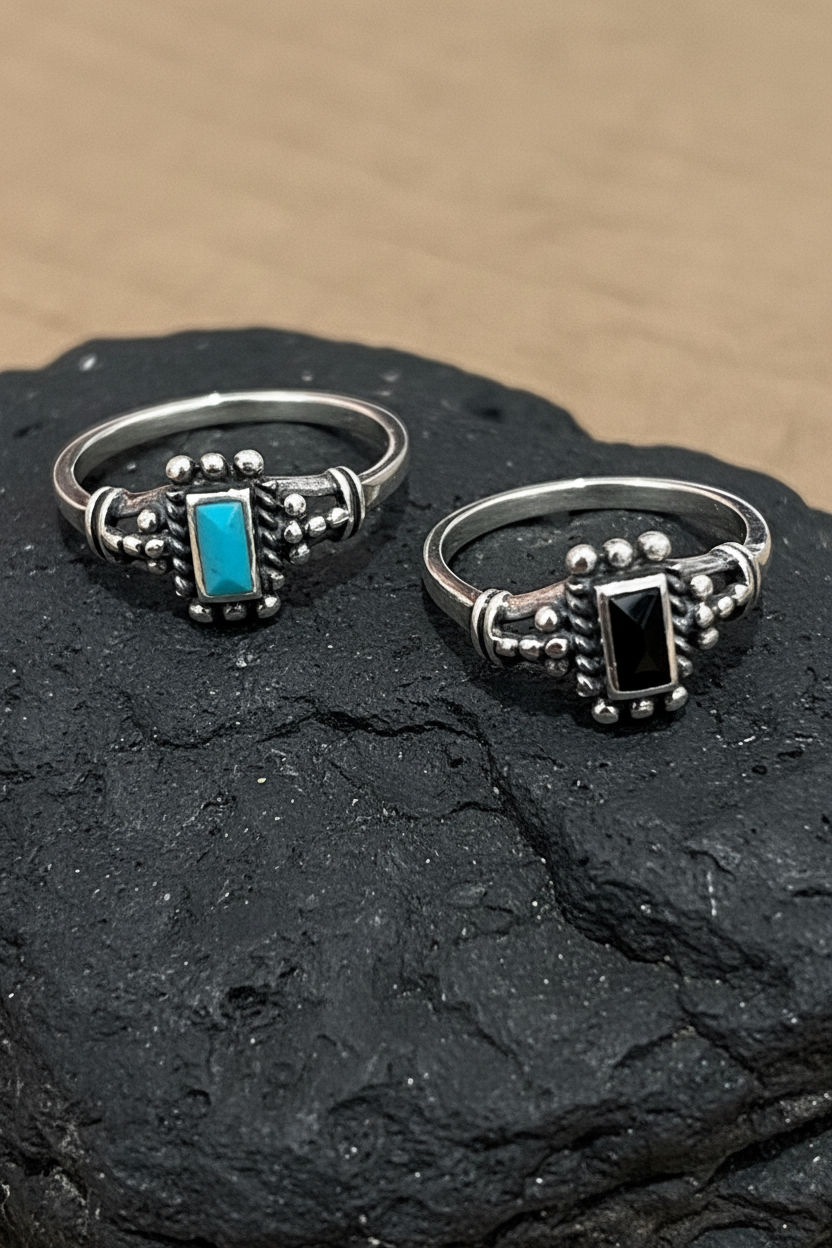 Black Agate Signet Ring – Sterling Silver