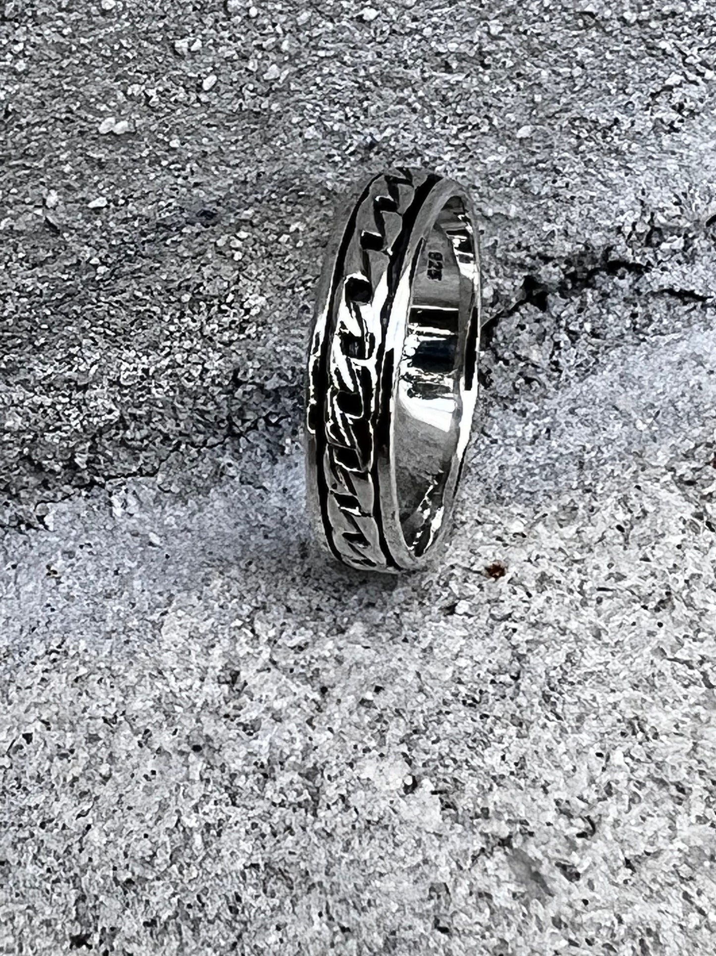Sterling Silver Cuban Link Ring: Unisex Chain Band, 5mm