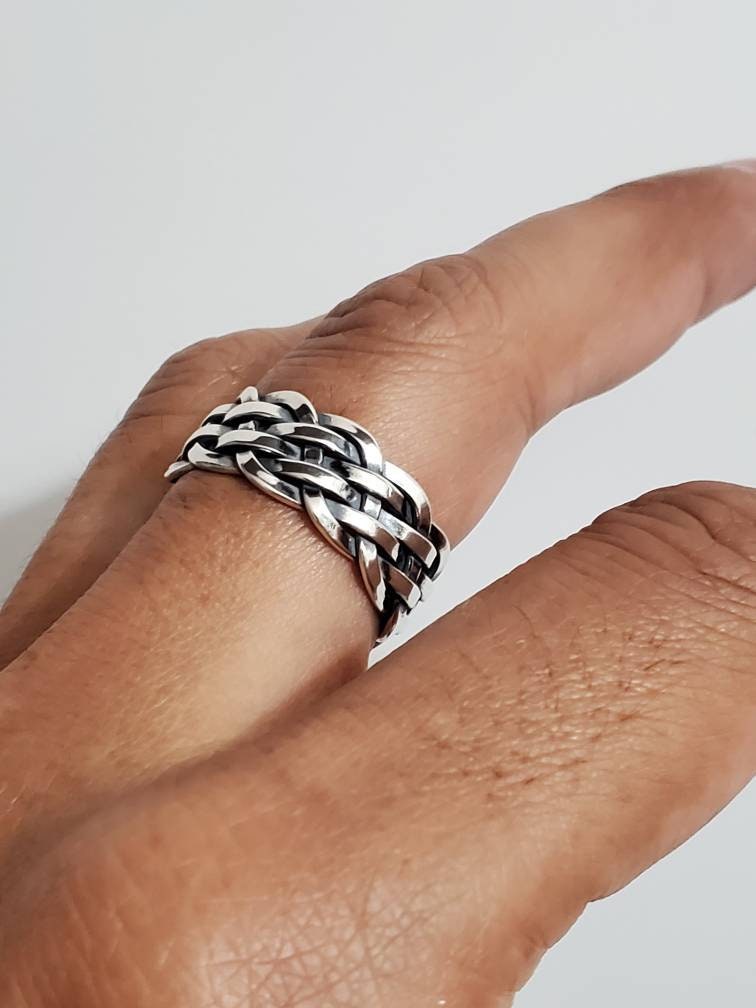 Oxidized Band Sterling Silver Men's Ring