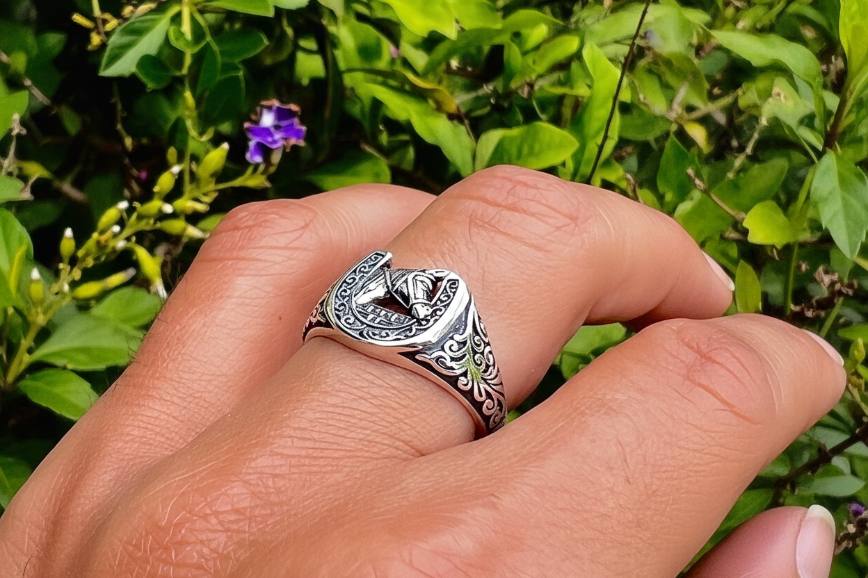 Horse Shoe Ring Men's Sterling Silver Ring