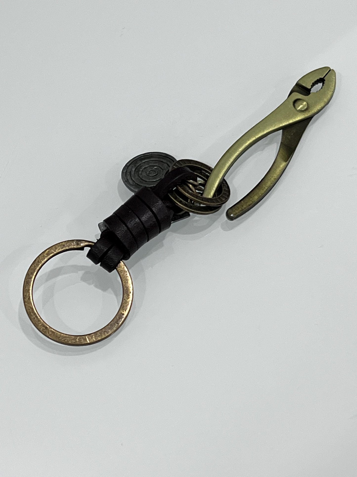 Stainless Steel Key Chain, Pliers & Leather Keychain, Tool Key Chain, Gift for him, Men, Multi Use Tool, Mechanic, Contractor