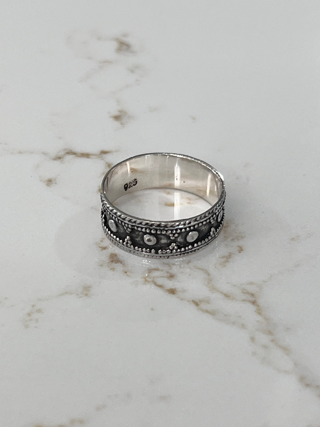 Spotted Bali Men's Ring – 925 Sterling Silver