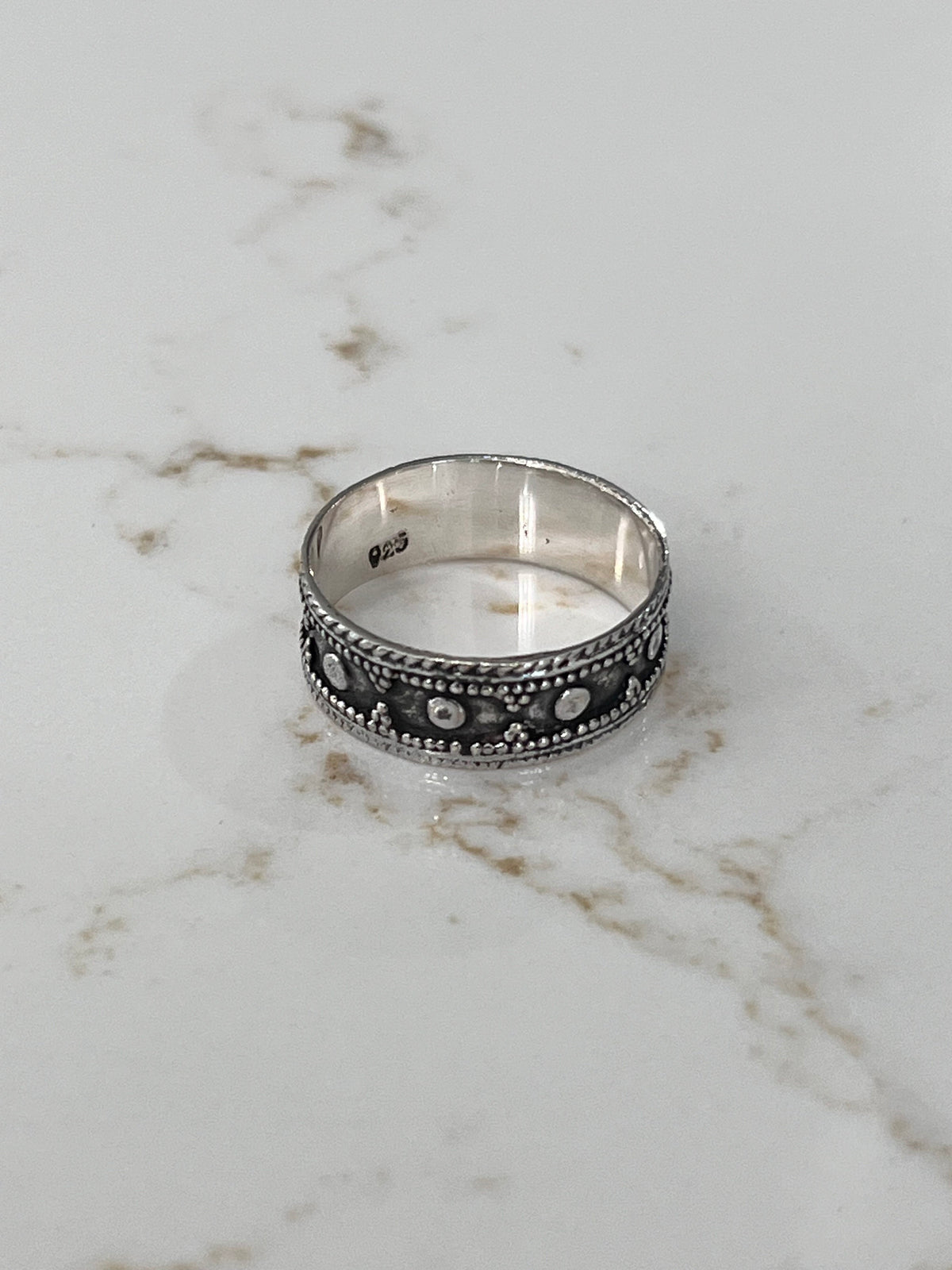 Spotted Bali Men's Ring – 925 Sterling Silver