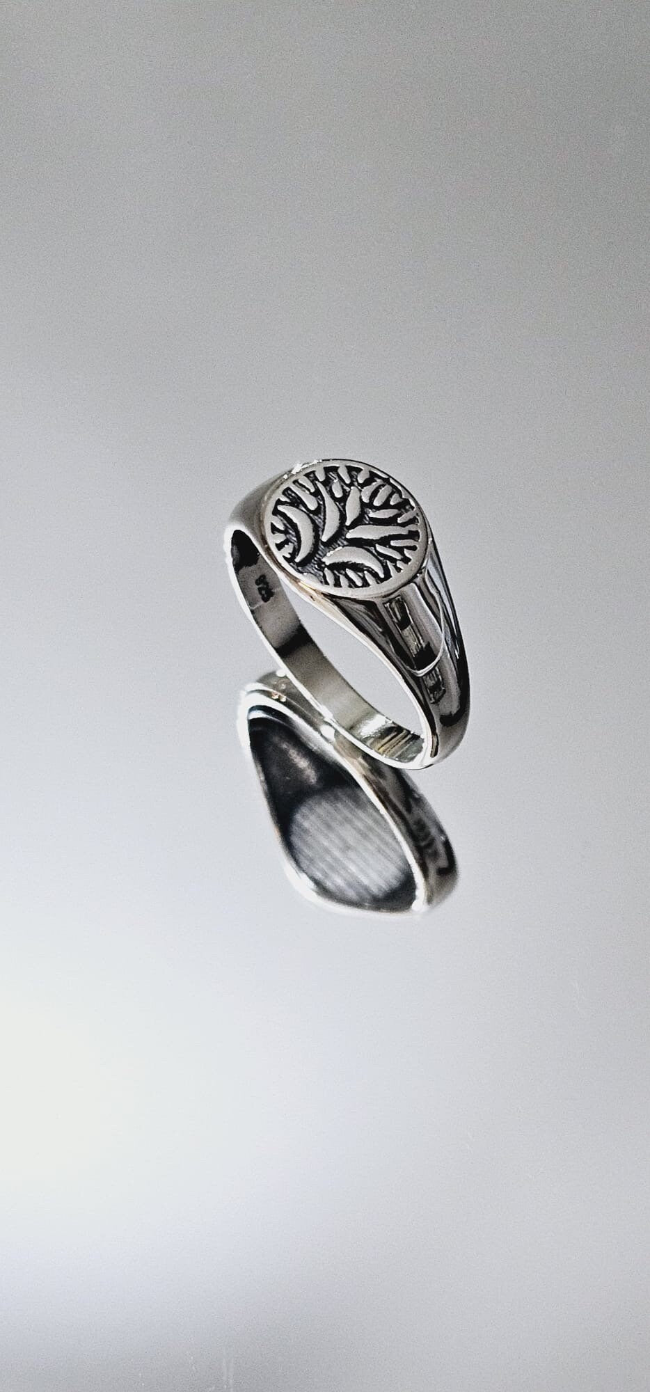 Sterling Silver Tree of Life Men's Ring, 11mm Wedding Band, Engagement, trendy