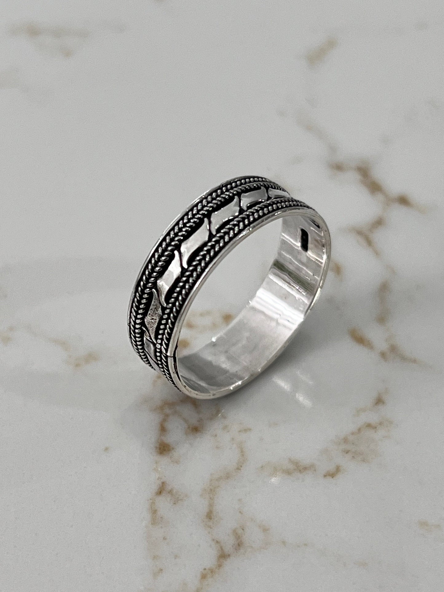 Double Braided Men's Bali Ring Sterling Silver