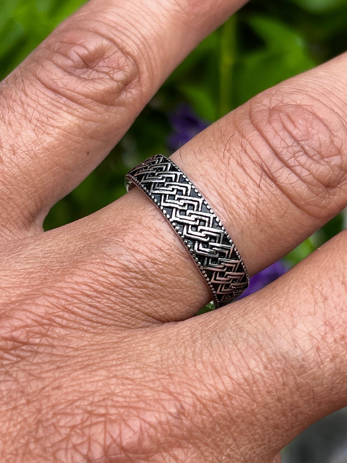 Diamond Pattern Sterling Silver Rings