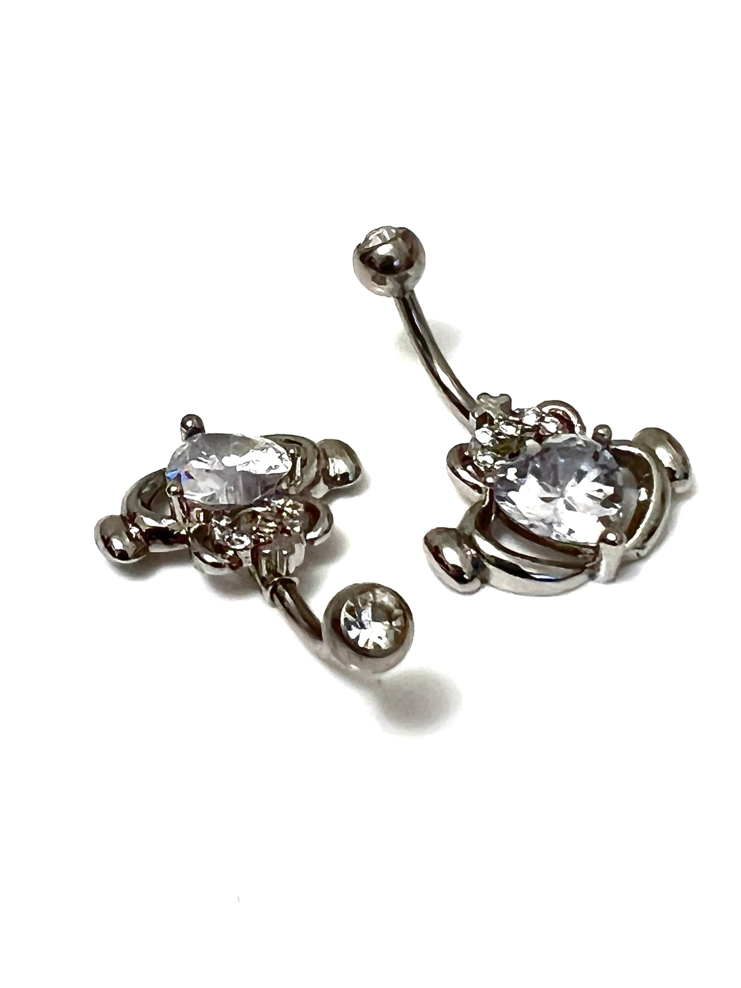 Claddagh CZ Irish Love Belly Button Ring Red Garnet, Lavender Amethyst, White Cubic Zirconia