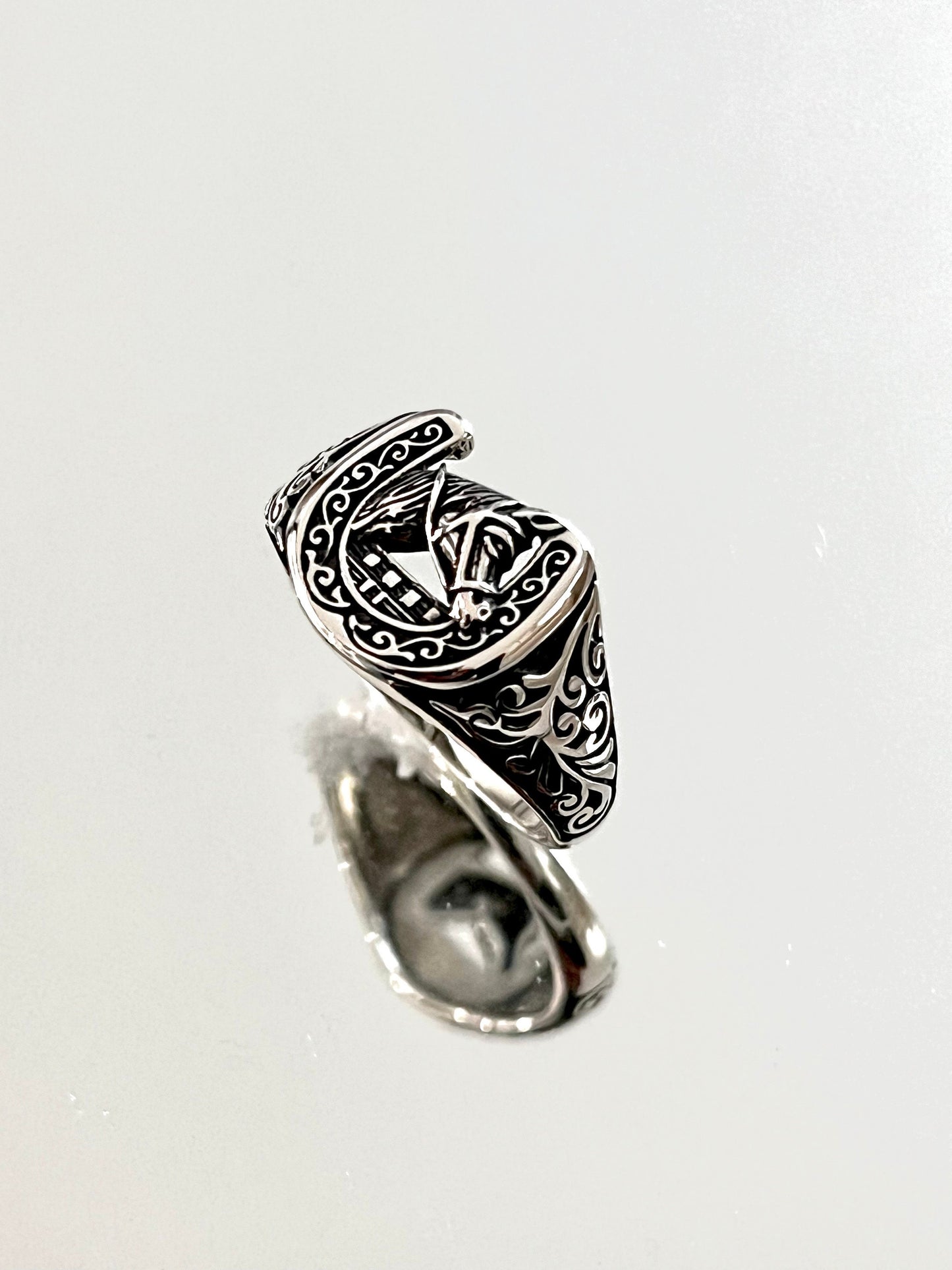Sterling Silver Horse Ring: Lucky Horseshoe Equestrian Jewelry