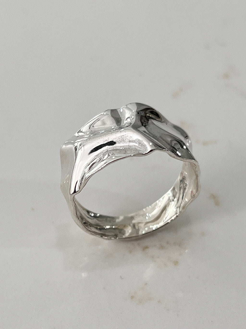Foil Unisex Wedding Ring – Sterling Silver with 12.5mm Band Width