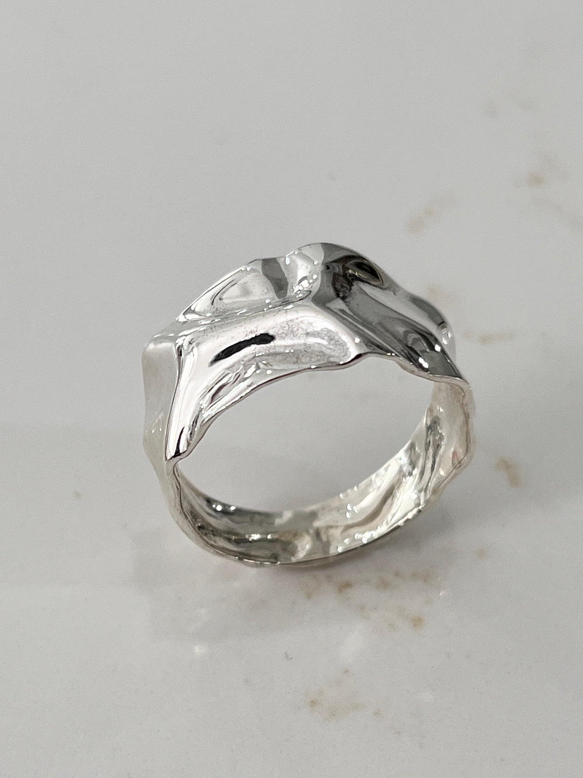 Foil Unisex Wedding Ring – Sterling Silver with 12.5mm Band Width