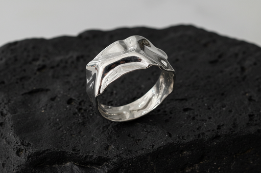 The Foil Band, Men's Ring, Sterling Silver Men's Ring, Gift for him, Engagement Band for Men, Unisex, Wedding 12.5mm