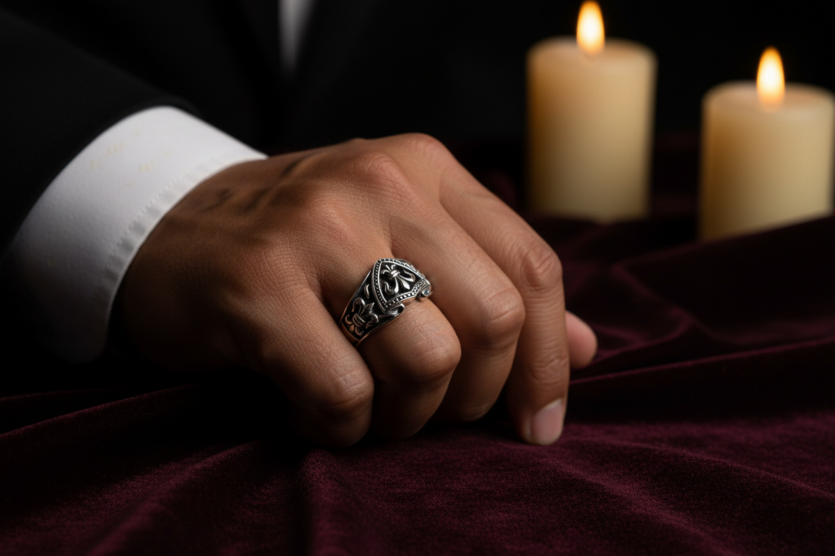 Fleur De Lis Shield Ring
