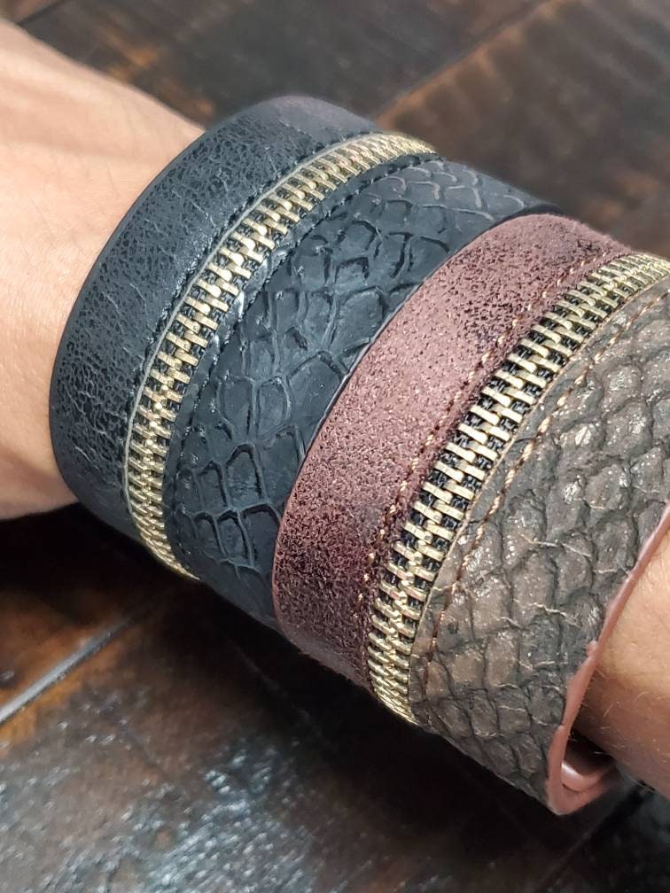 Handmade Leather Bracelet Zipper Design