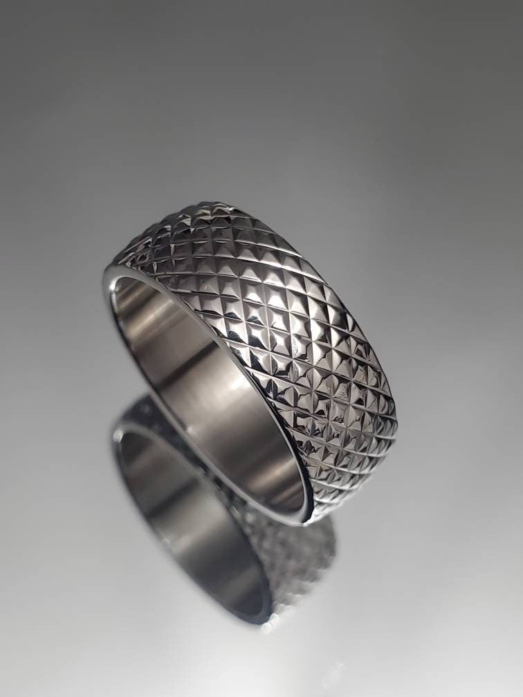 Stainless Steel 316L Men's Diamond Thread Design Ring