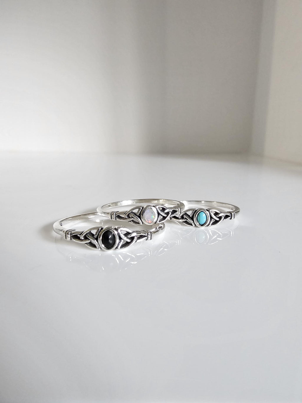 Oxidized Celtic Turquoise Ring – Sterling Silver