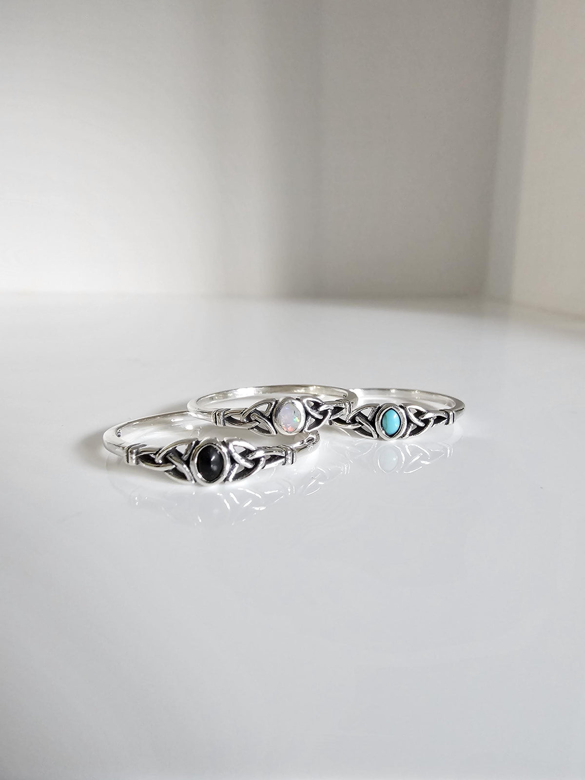 Oxidized Celtic Turquoise Ring – Sterling Silver
