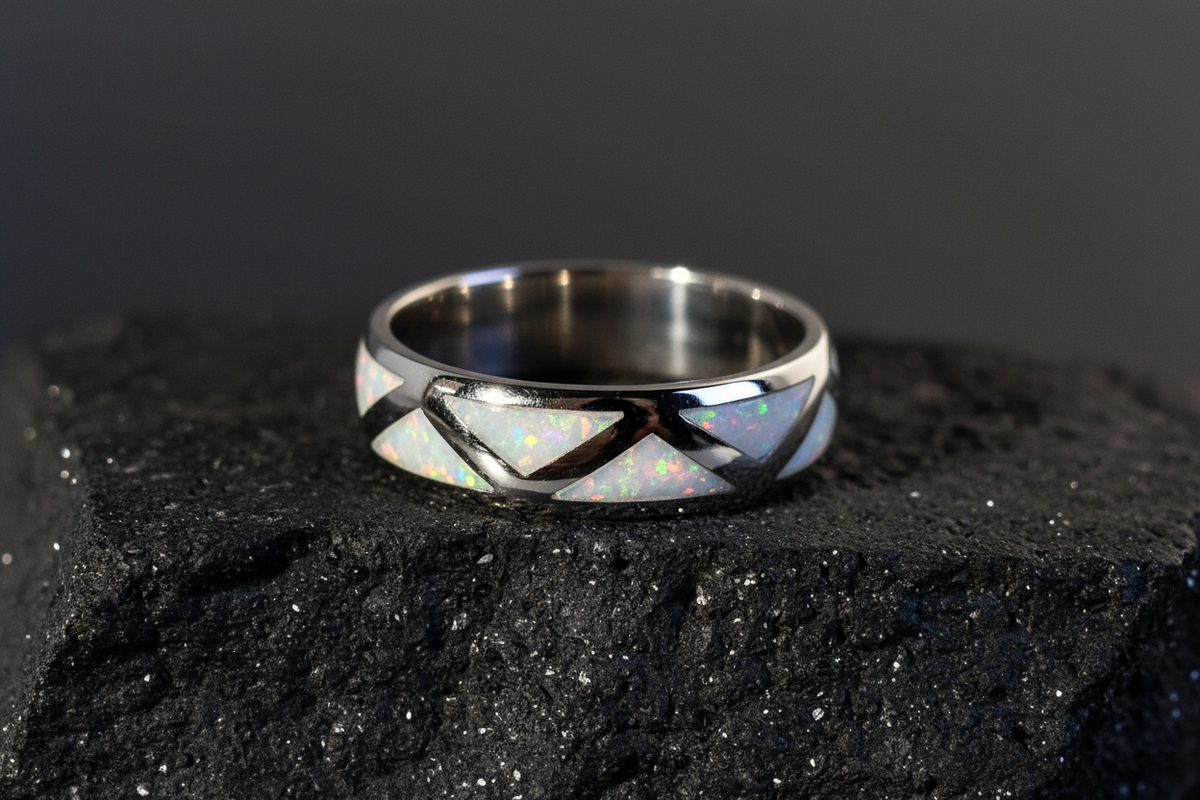 Pyramid Opal Ring – 925 Sterling Silver
