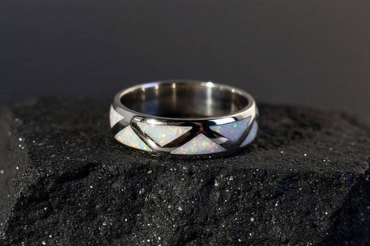 Opal Pyramid Ring: 925 Sterling Silver Mountain Top Band