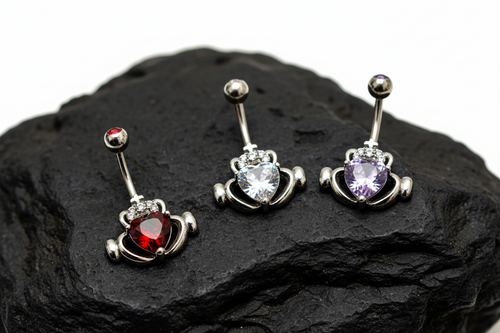 Claddagh Belly Button Ring – CZ Surgical Steel