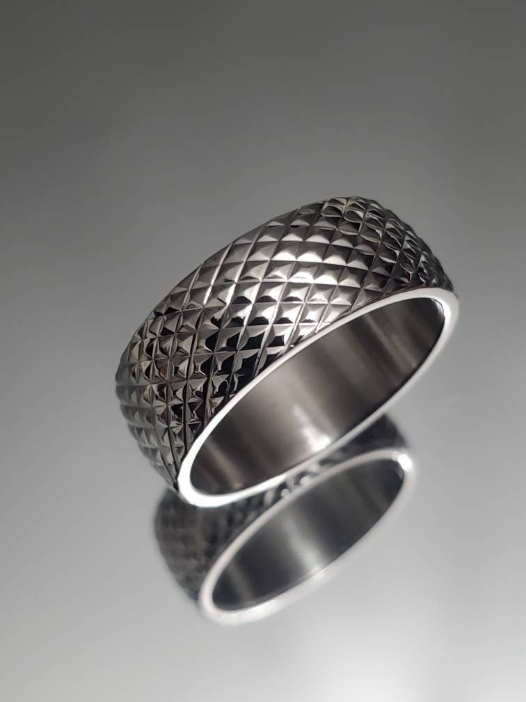 Stainless Steel 316L Men's Diamond Thread Design Ring