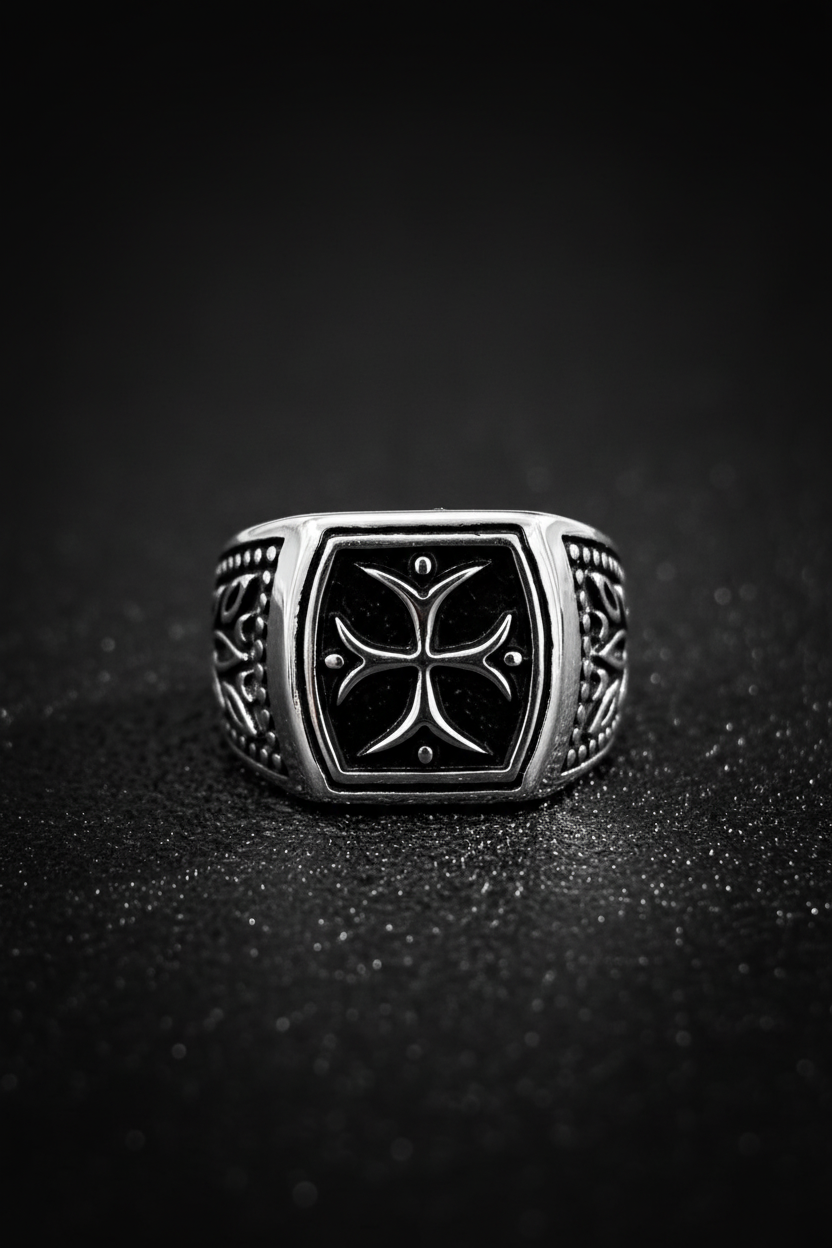 Cross Shield Men's Ring – Stainless Steel
