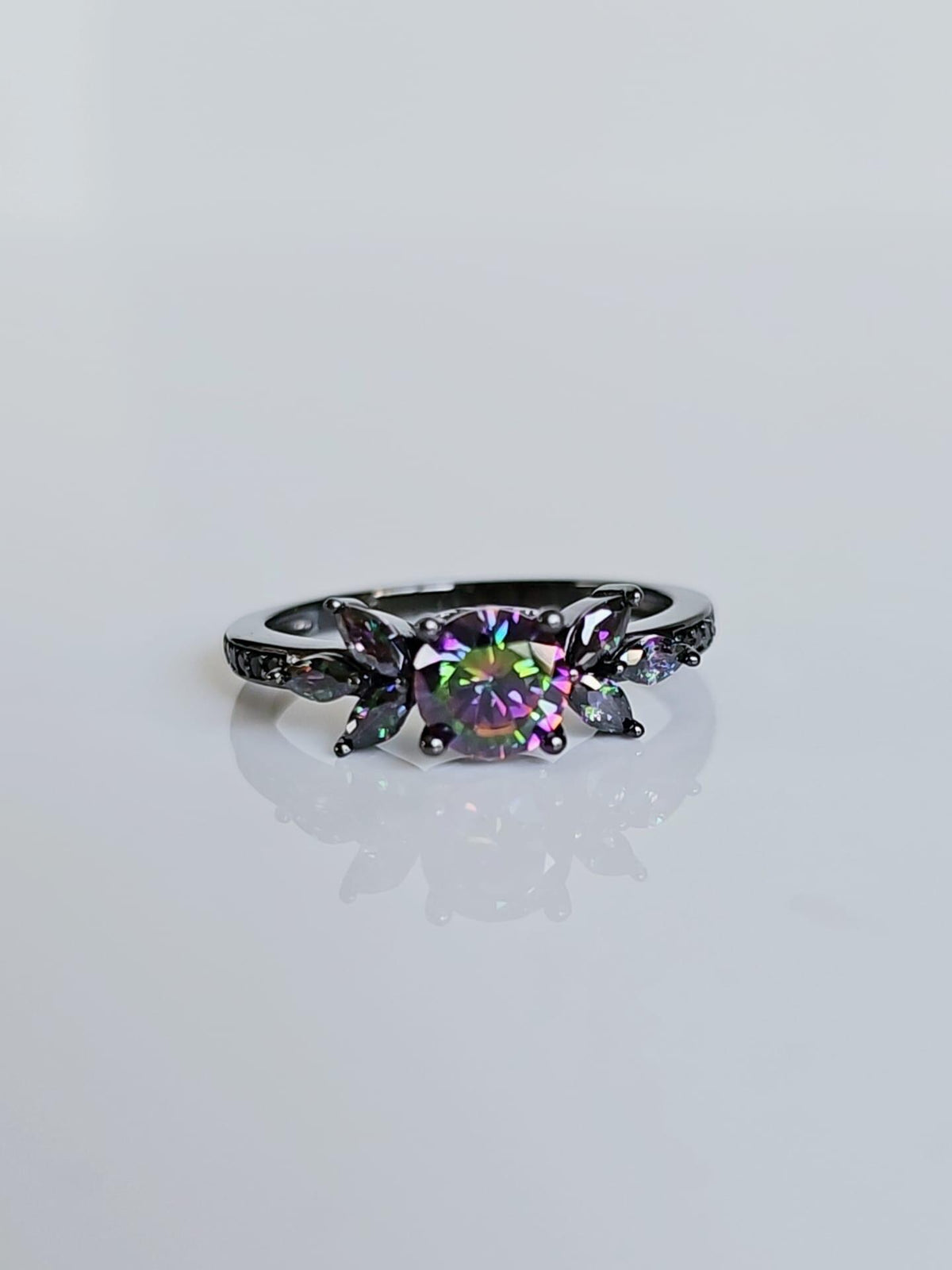 Night Flower Cubic Zirconia Ring – Sterling Silver